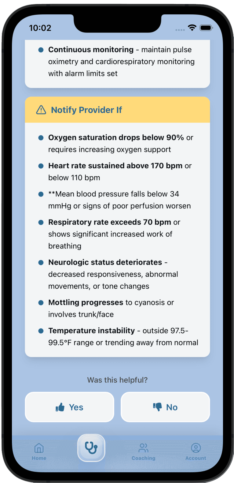 Output page for the LUCA app